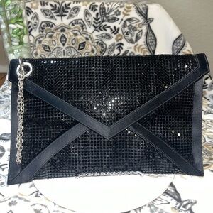 BCBGMaxAzria Shiny Sequin Envelope Clutch, Silvertone Hardware
